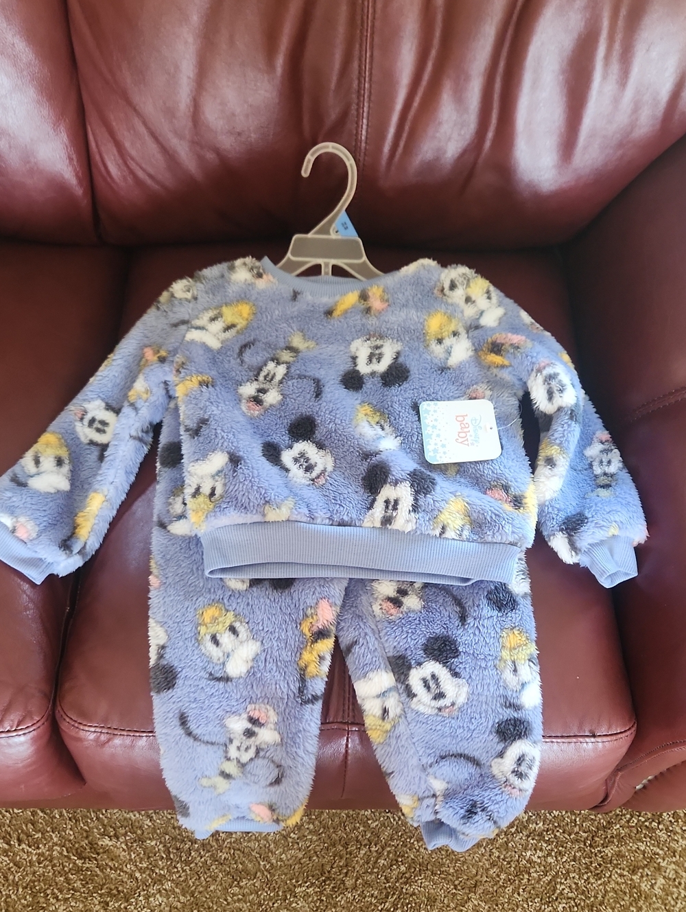 NWT Fuzzy Baby Set with Mickey & Friends Print Sz 24 Months